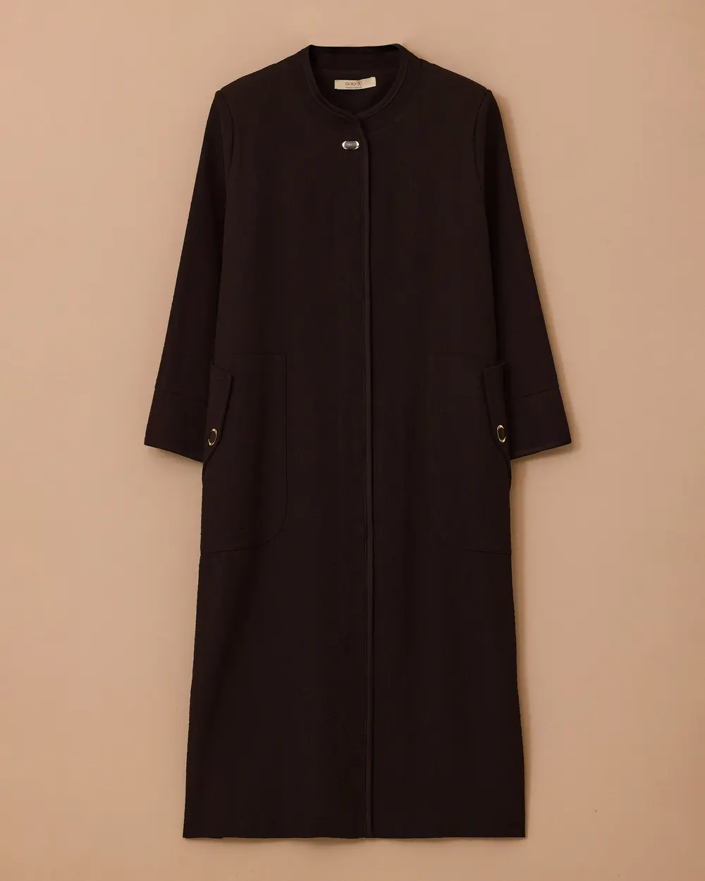 Büyük Beden Desenli Cepli Pardesü