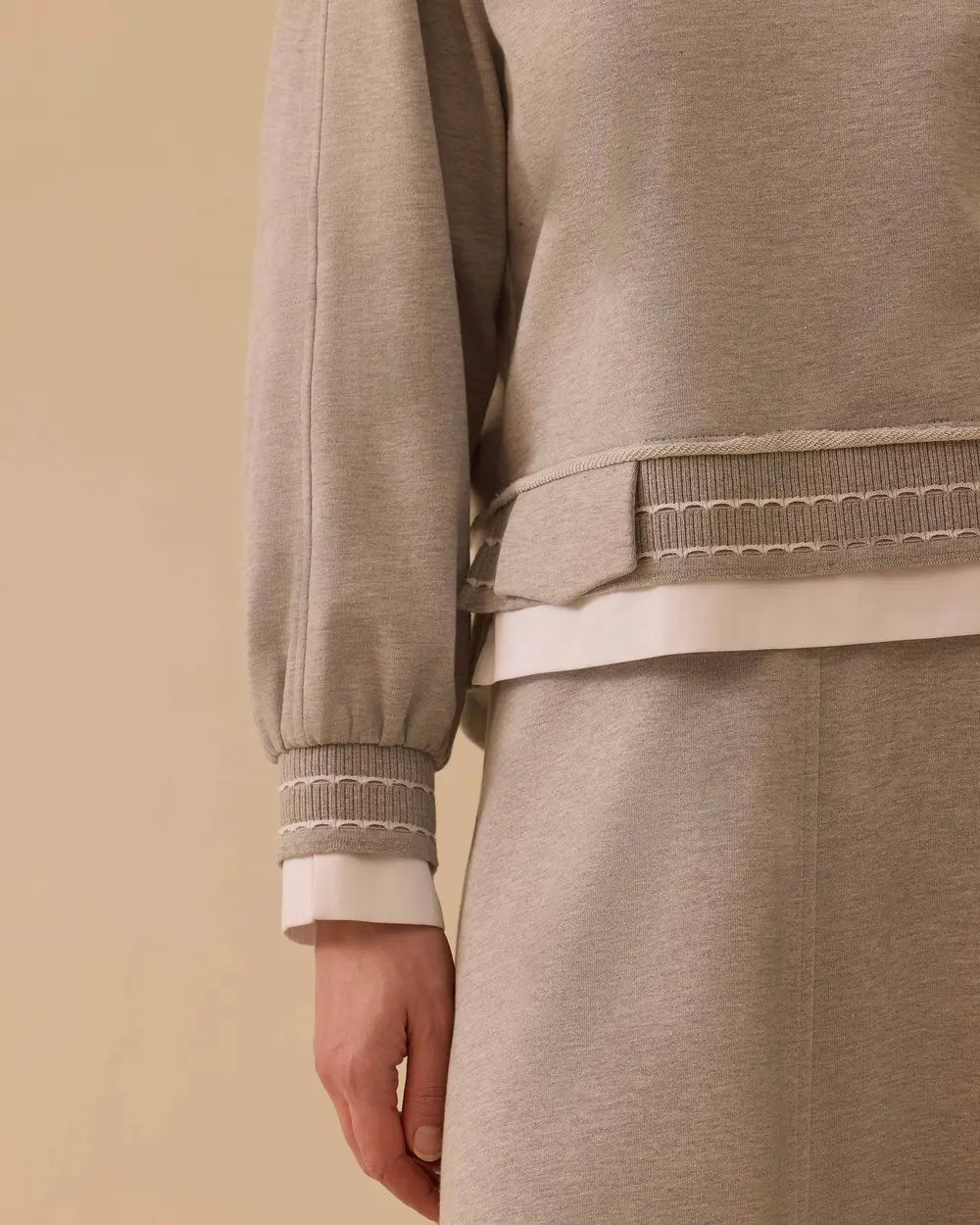 Bisiklet Yaka Etekli Sweatshirt Takım