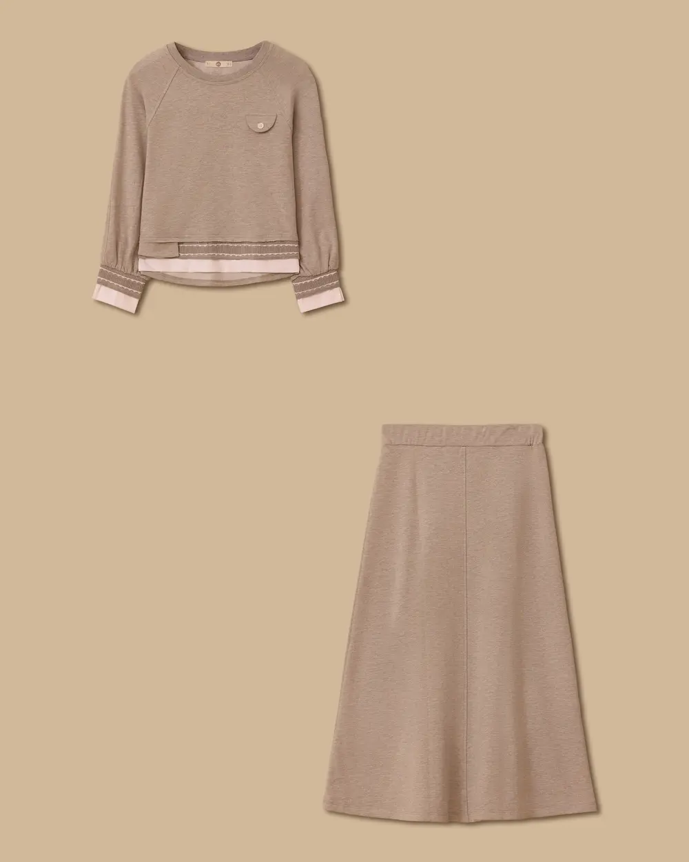 Crew Neck Skirt Sweatshirt Set