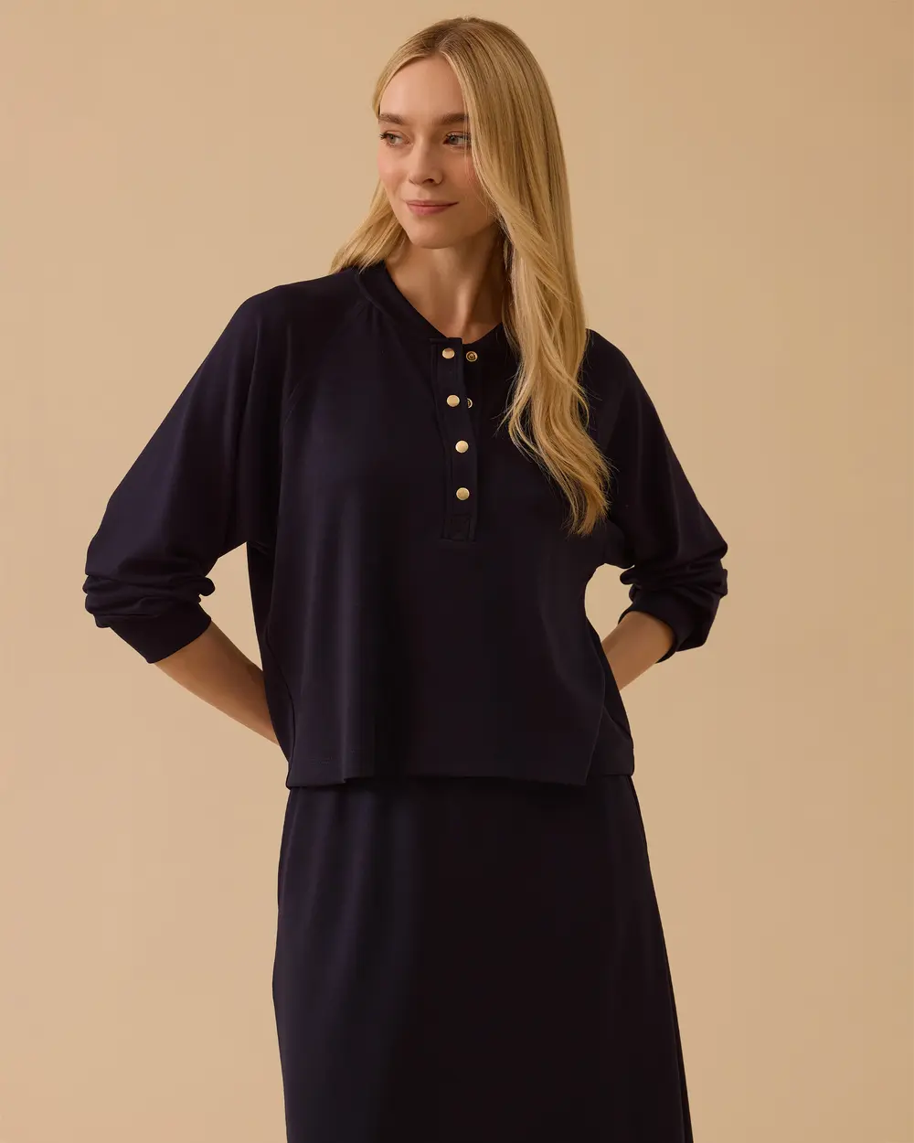 Snap Button Skirted Suit