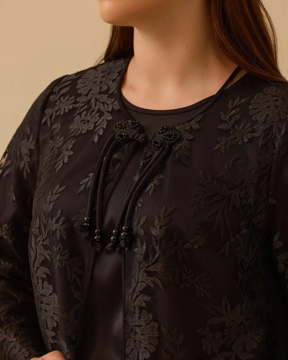 Büyük Beden İç Bluzlu Nakışlı Takım