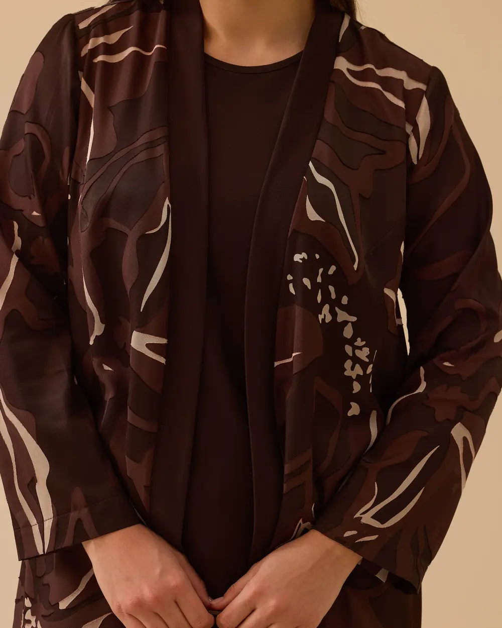 Büyük Beden Desenli Hırkalı Takım