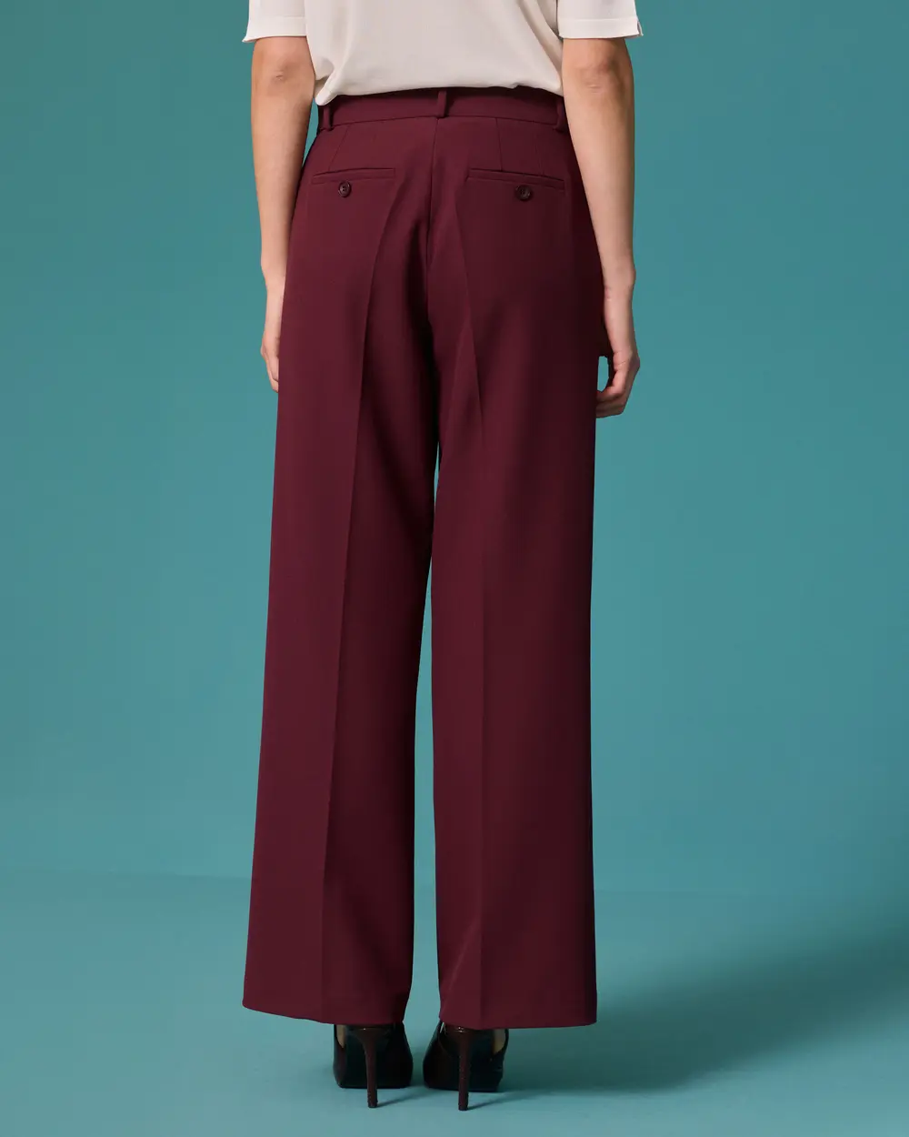 High-Waisted, Belted, Relaxed-Fit Fabric Pants