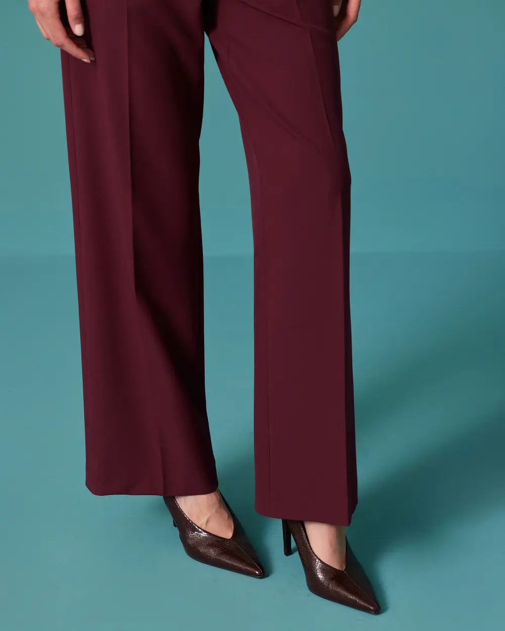 High-Waisted, Belted, Relaxed-Fit Fabric Pants
