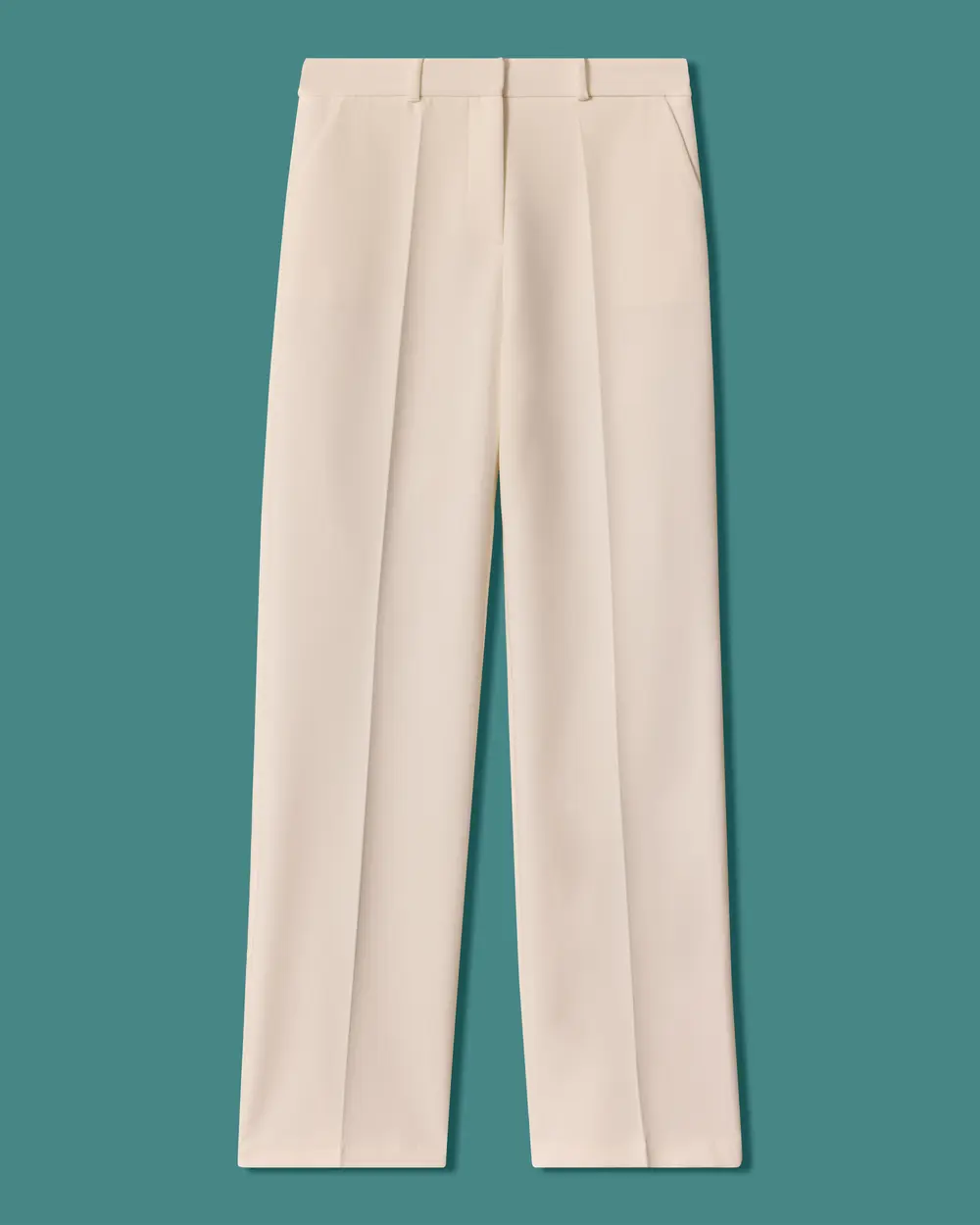 Regular-Waist Straight-Leg Fabric Pants