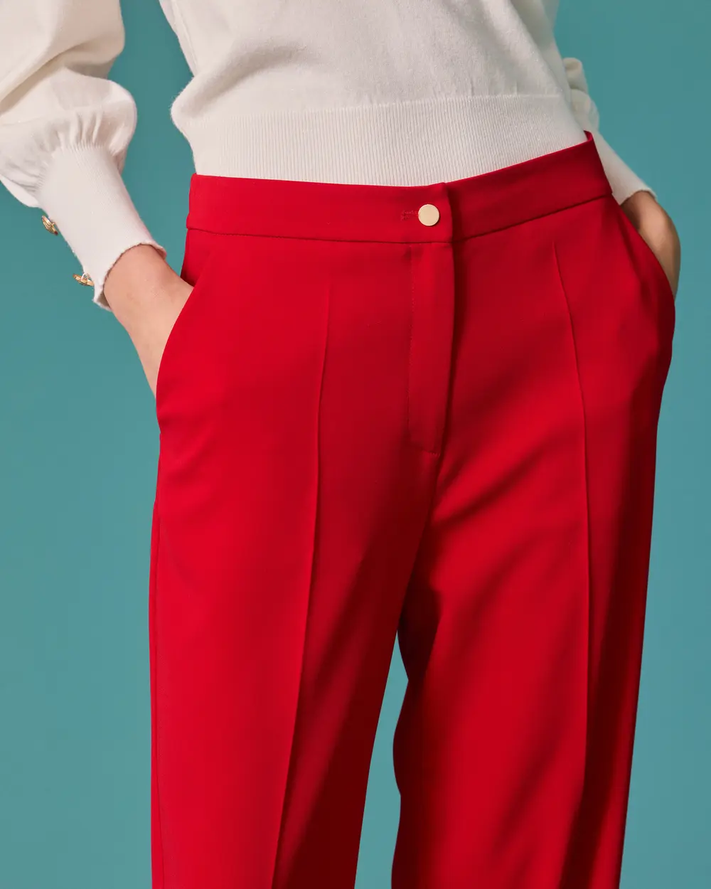 Regular-Waist Straight-Leg Pants