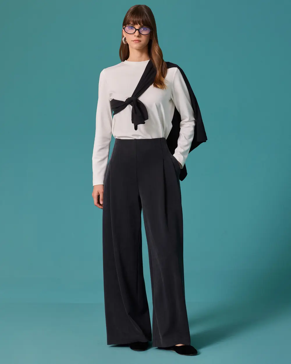 High-Waisted, Wide-Leg Sweatpants