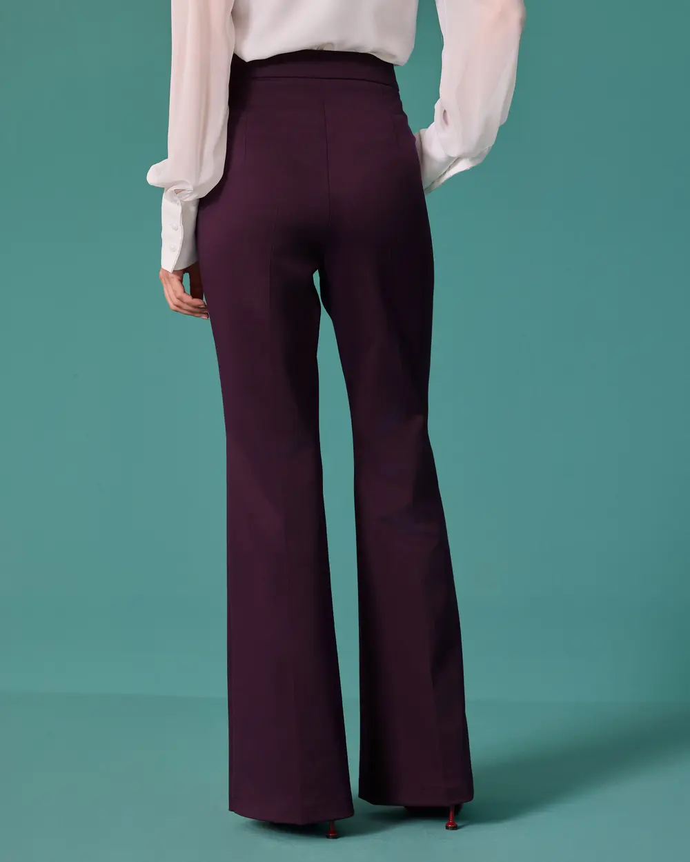 High-Waisted Flared Fabric Pants