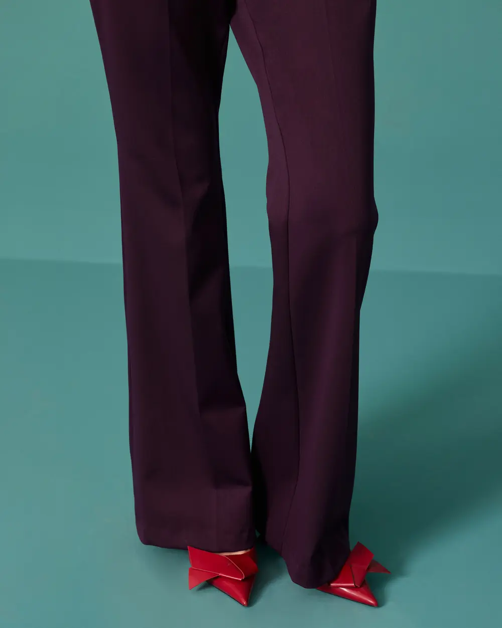 High-Waisted Flared Fabric Pants