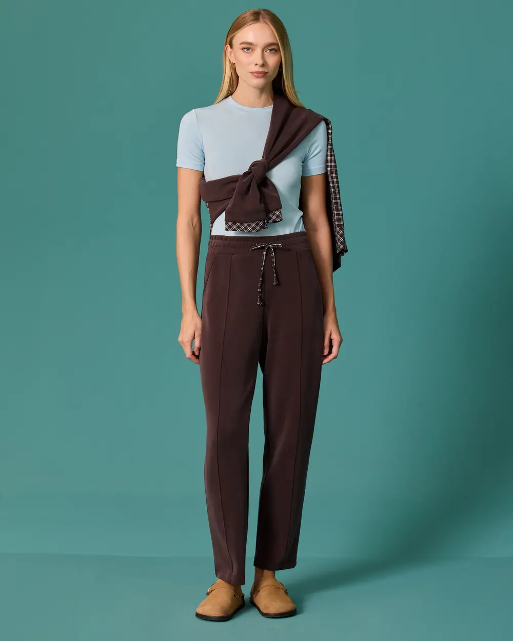 Carrot-Cut Pants with Elastic Waistband and Laces