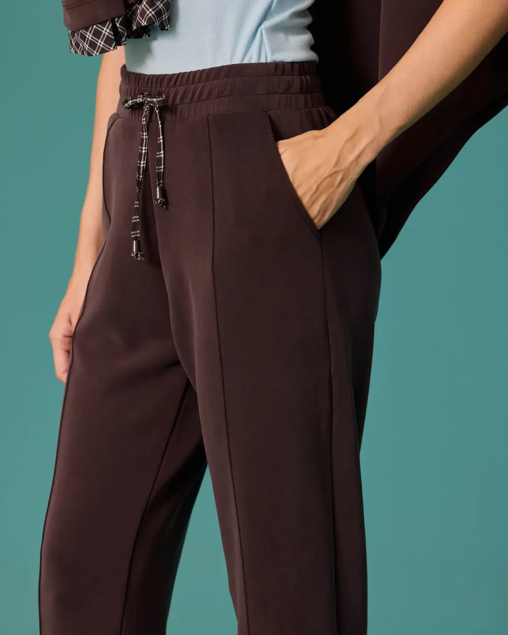 Carrot-Cut Pants with Elastic Waistband and Laces
