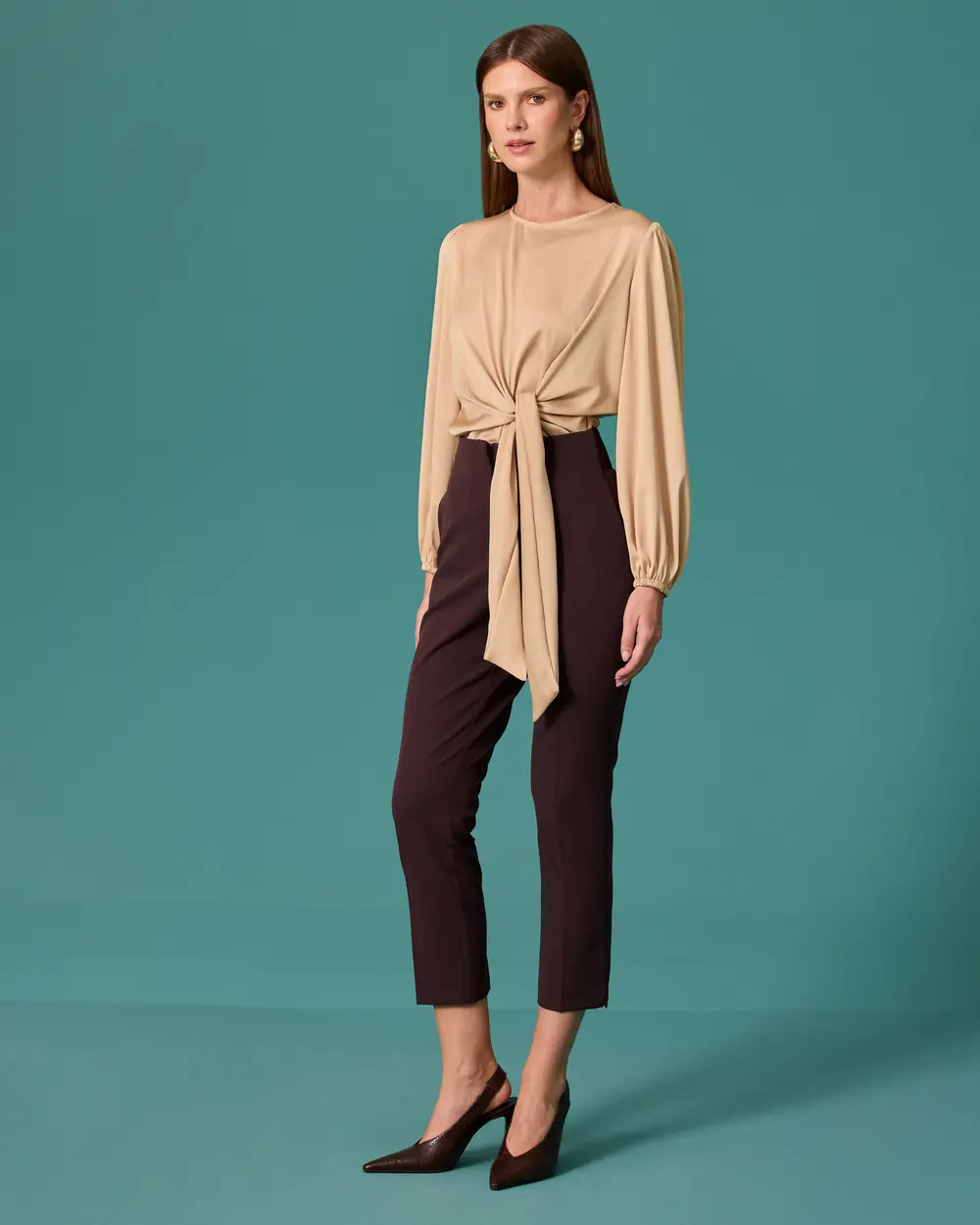 High-Waisted Ankle-Length Pants