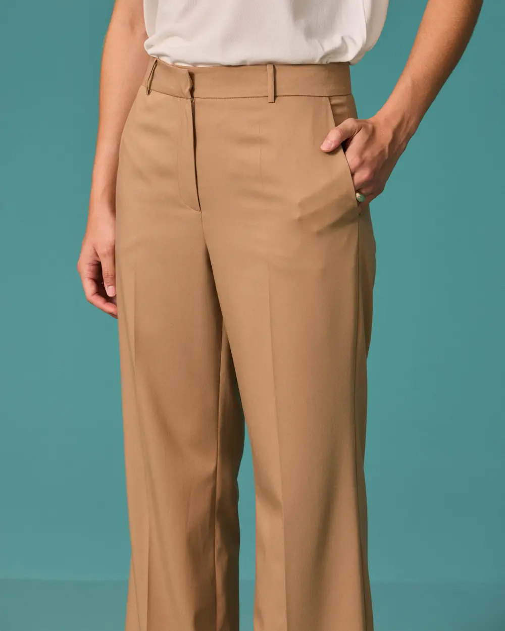 Normal Bel Geniş Paça Kumaş Pantolon