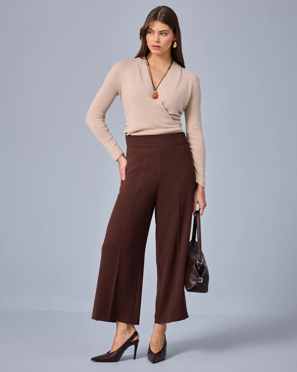 High-Waisted Berry-Colored Pants