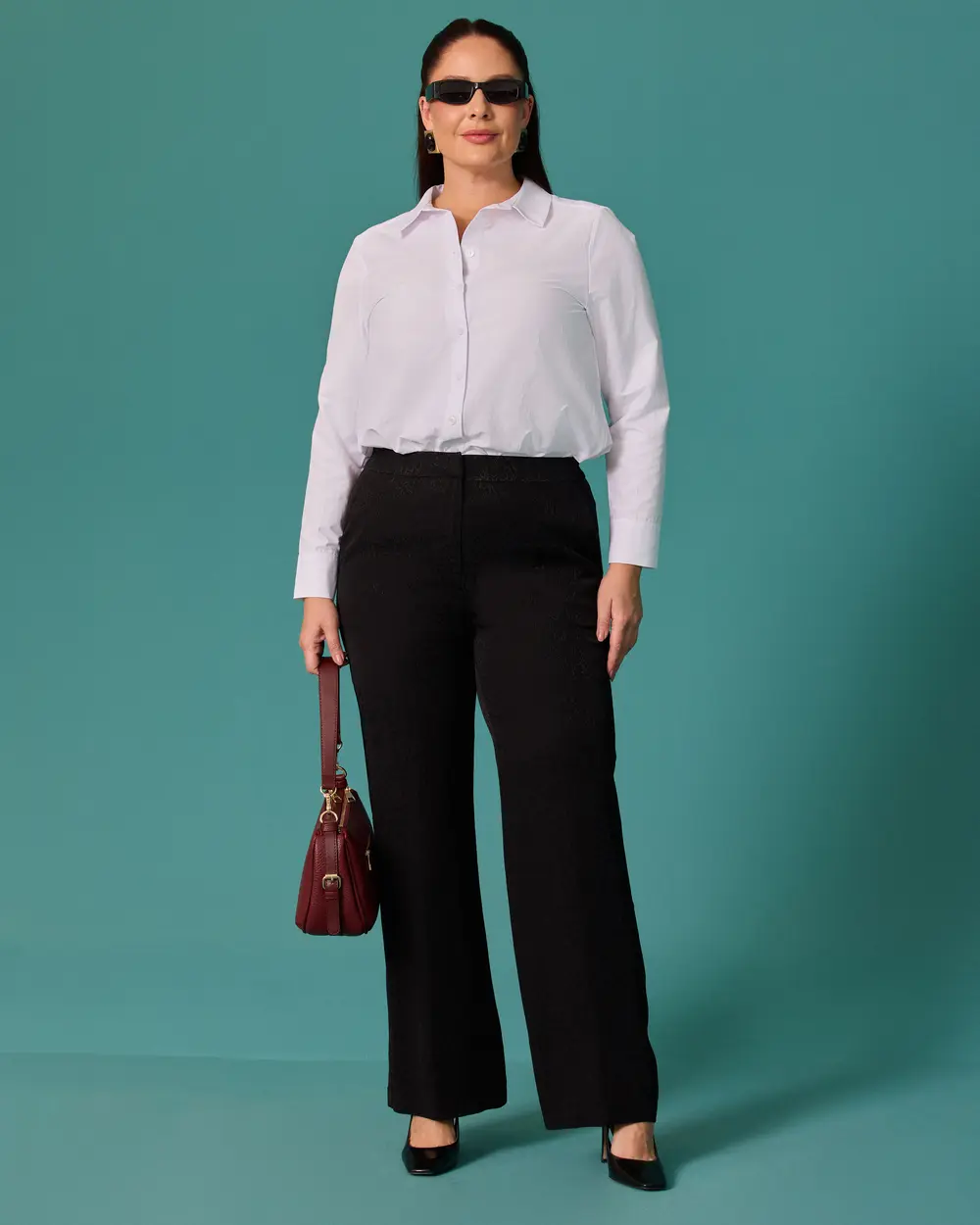 Plus-Size Patterned Straight-Leg Stylish Pants