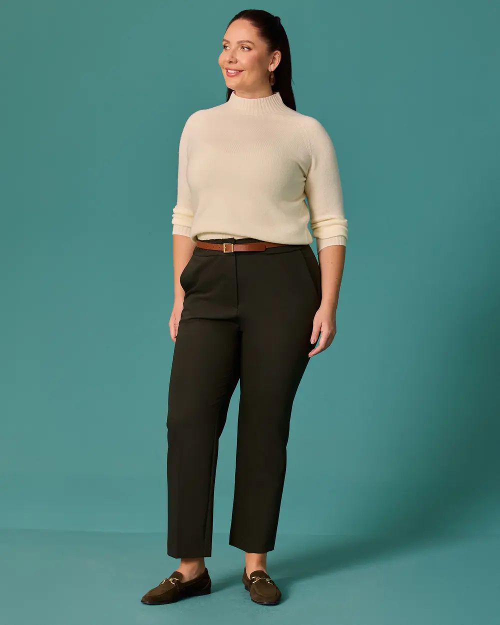 Plus-Size High-Waisted Carrot-Cut Pants