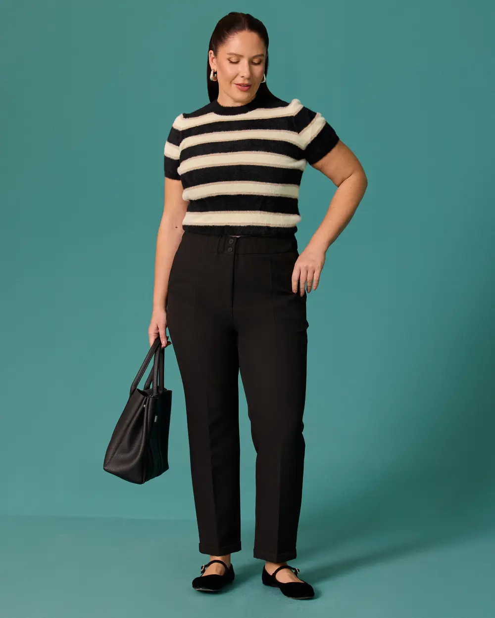Plus-Size High-Waisted Classic-Fit Pants