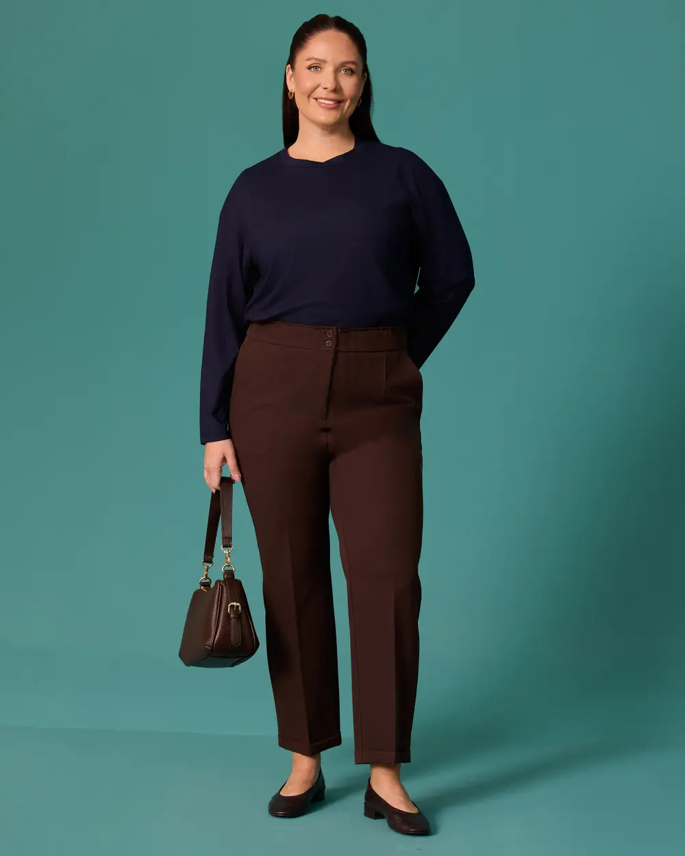 Plus-Size High-Waisted Classic-Fit Pants