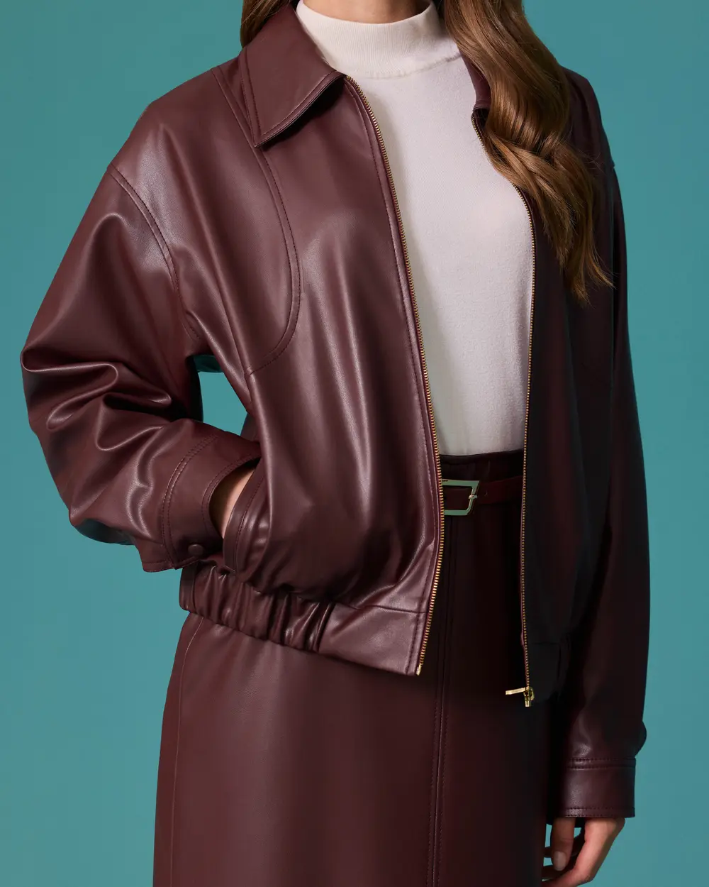 Short Jacket with a Zipper and Elastic Waistband