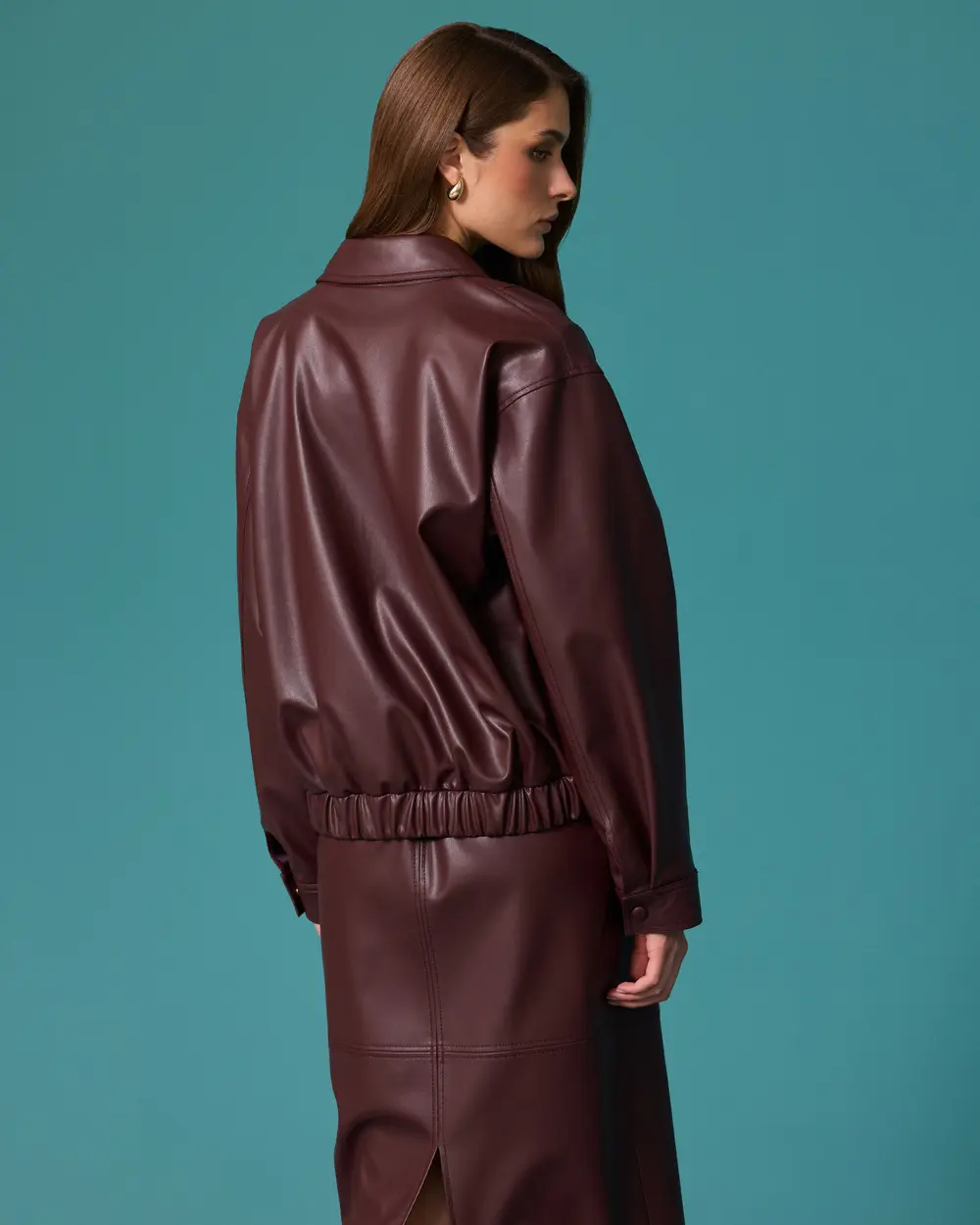 Short Jacket with a Zipper and Elastic Waistband