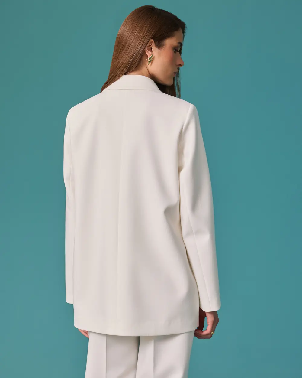 Double-Breasted Blazer with Metal Buttons