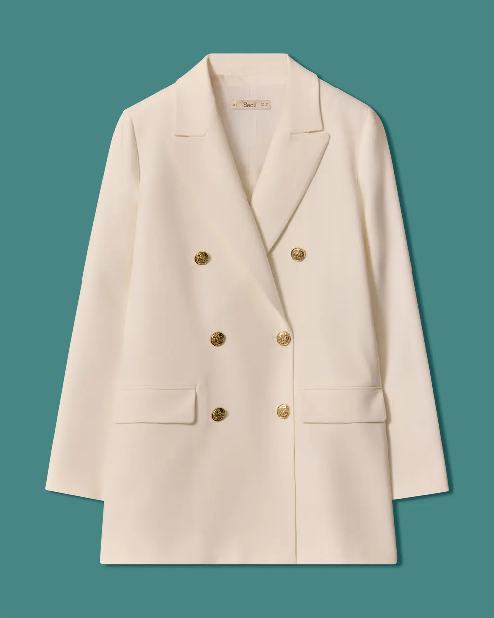 Double-Breasted Blazer with Metal Buttons