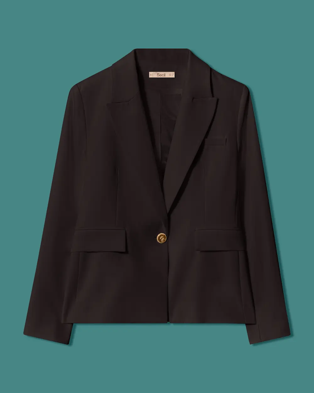 Shawl-Collar Blazer with Metal Buttons