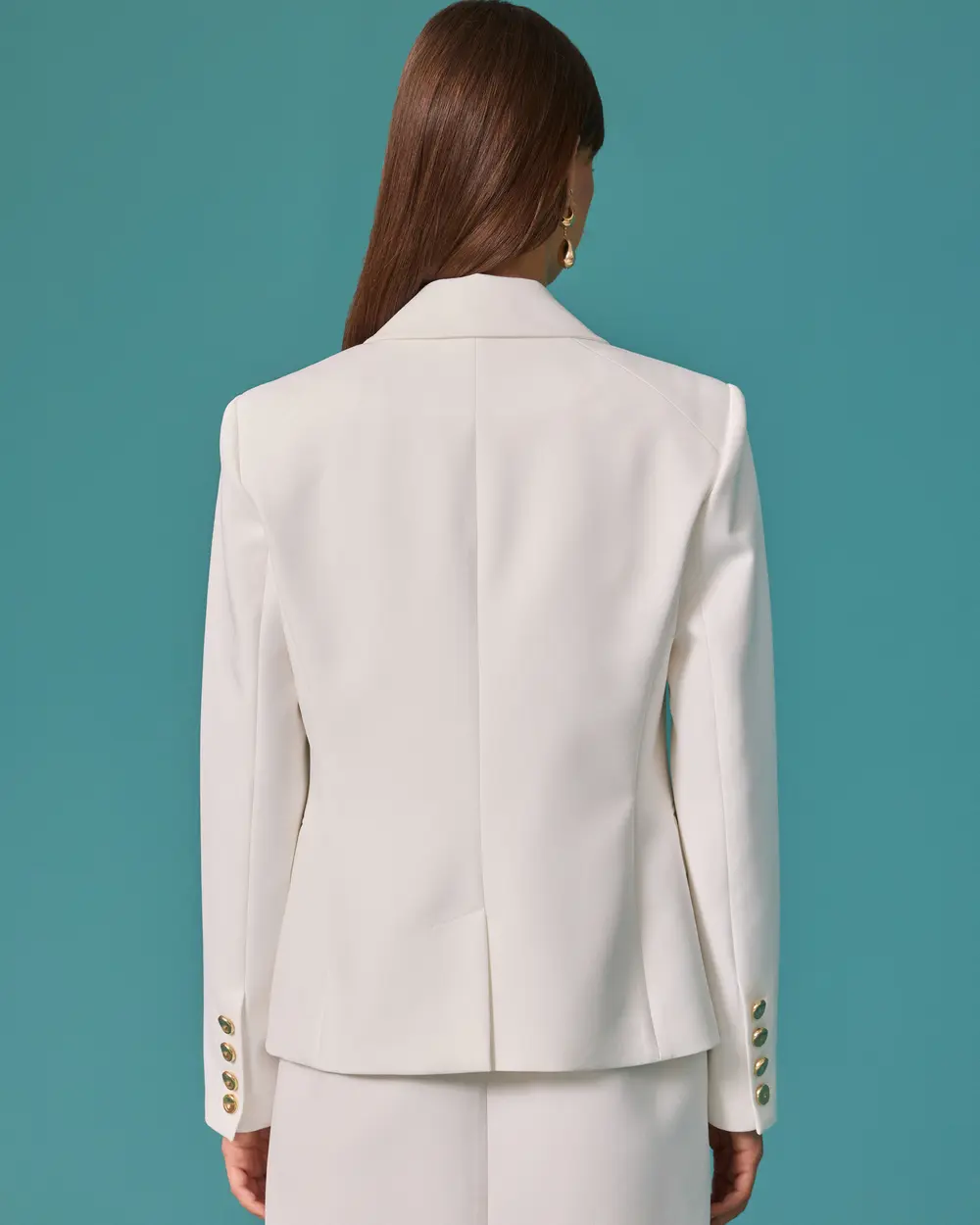 Shawl-Collar Blazer with Metal Buttons