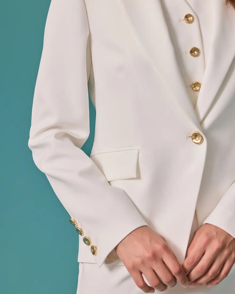 Shawl-Collar Blazer with Metal Buttons
