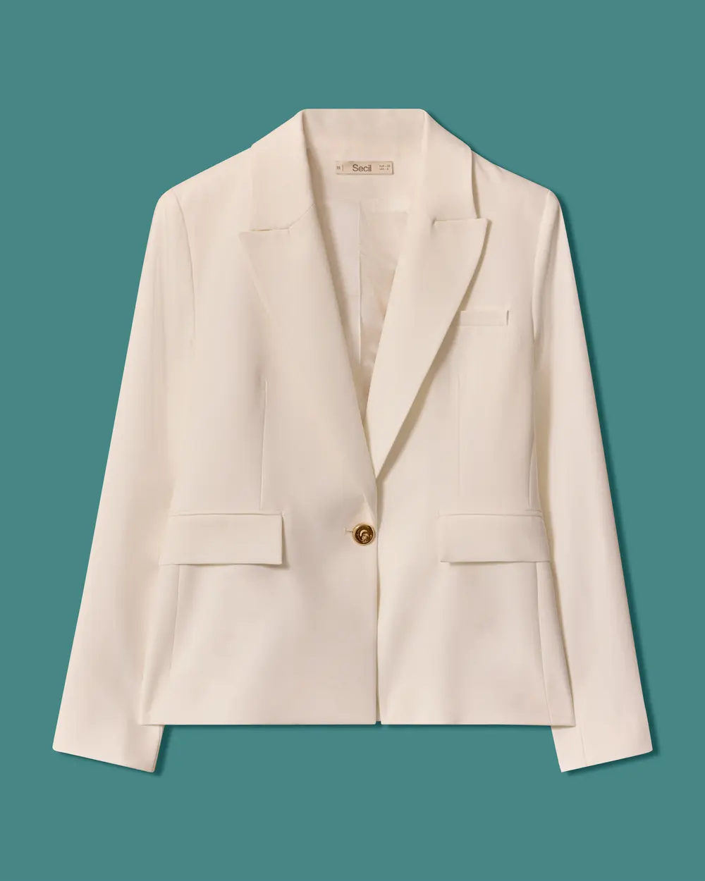 Shawl-Collar Blazer with Metal Buttons