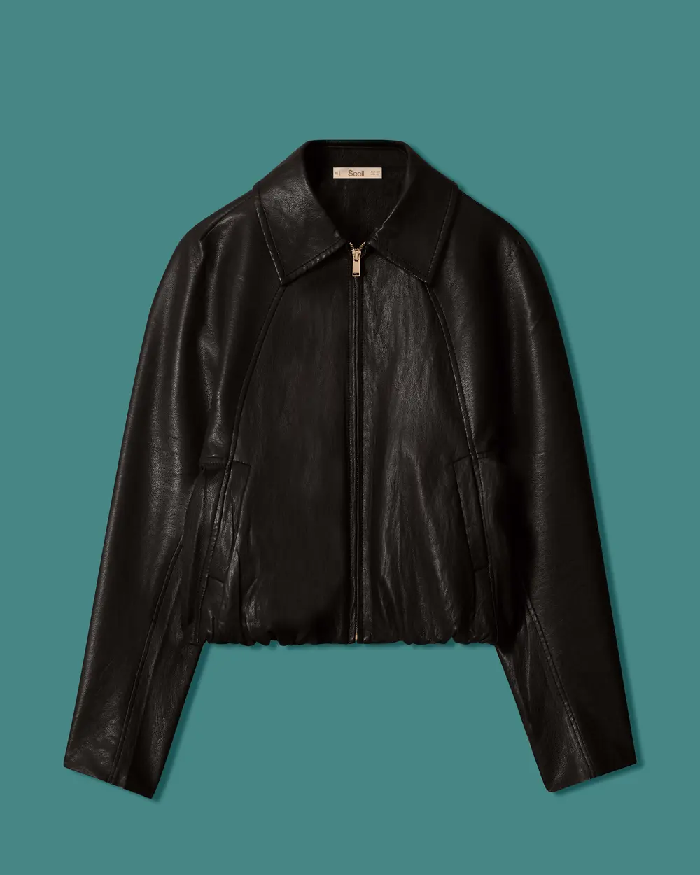 Oversized Faux Leather Jacket with Detailed Waistband