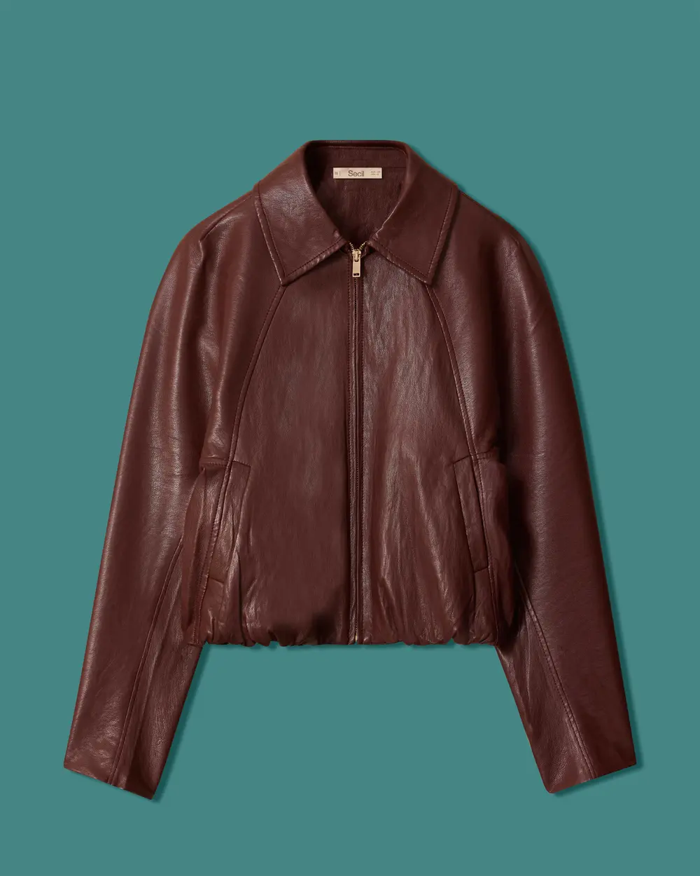 Oversized Faux Leather Jacket with Detailed Waistband