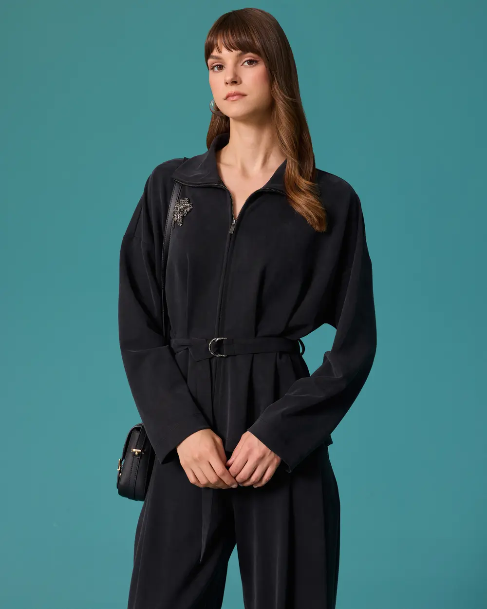 Belted Jacket with Detailed Design