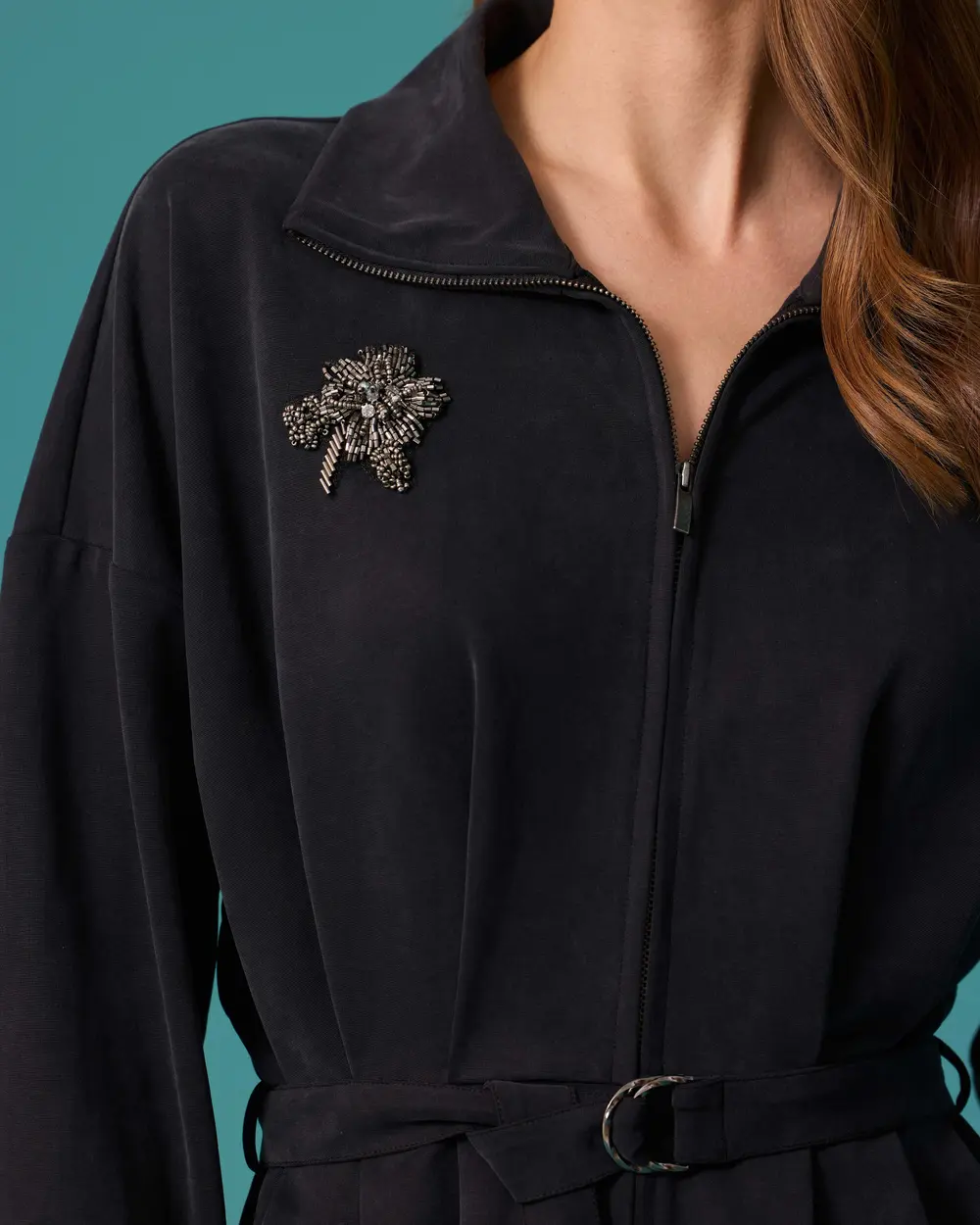 Belted Jacket with Detailed Design