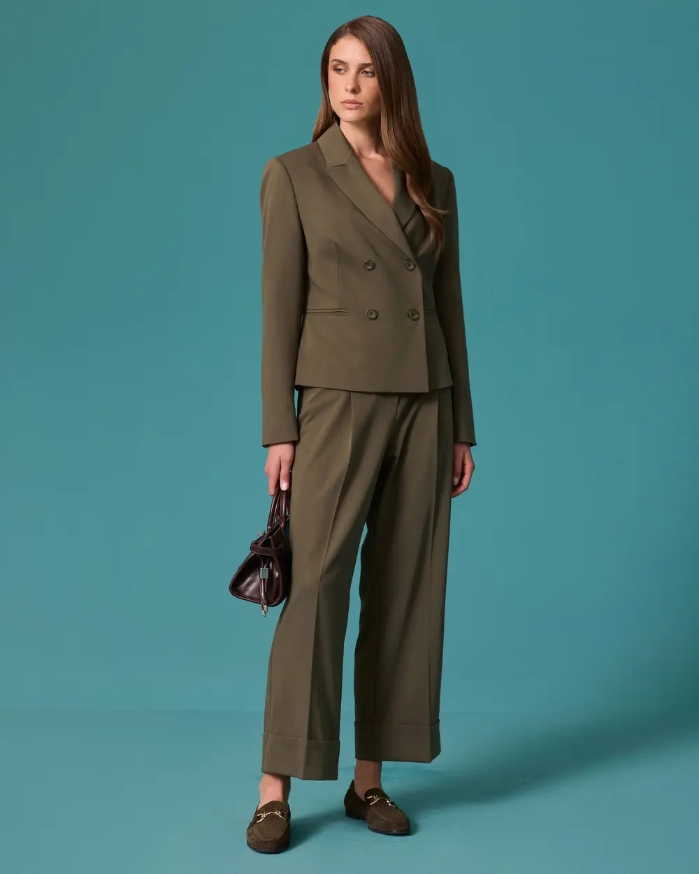 Double-Breasted Blazer with a Notched Collar