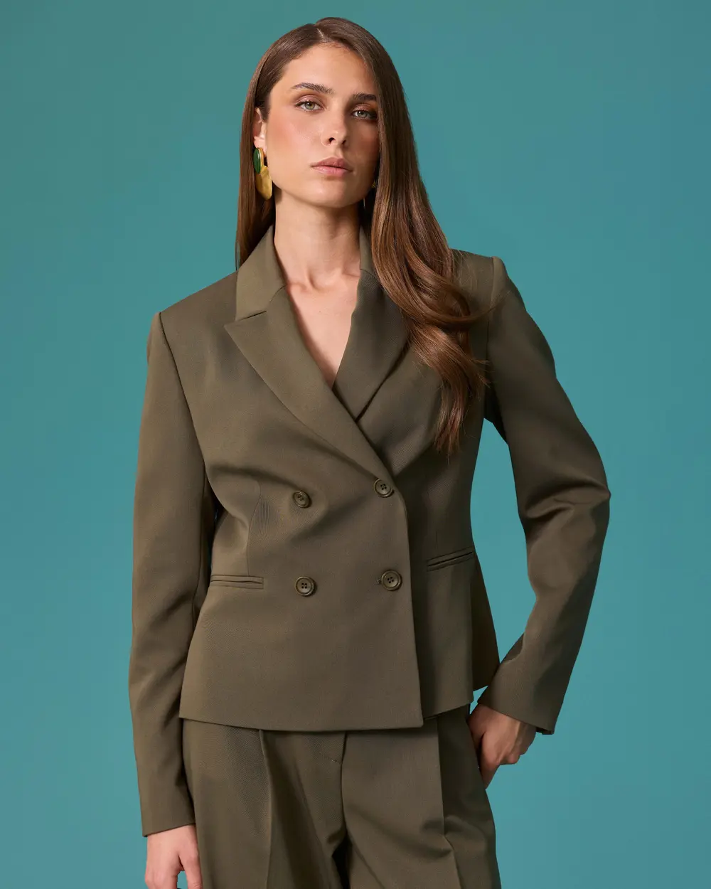Double-Breasted Blazer with a Notched Collar