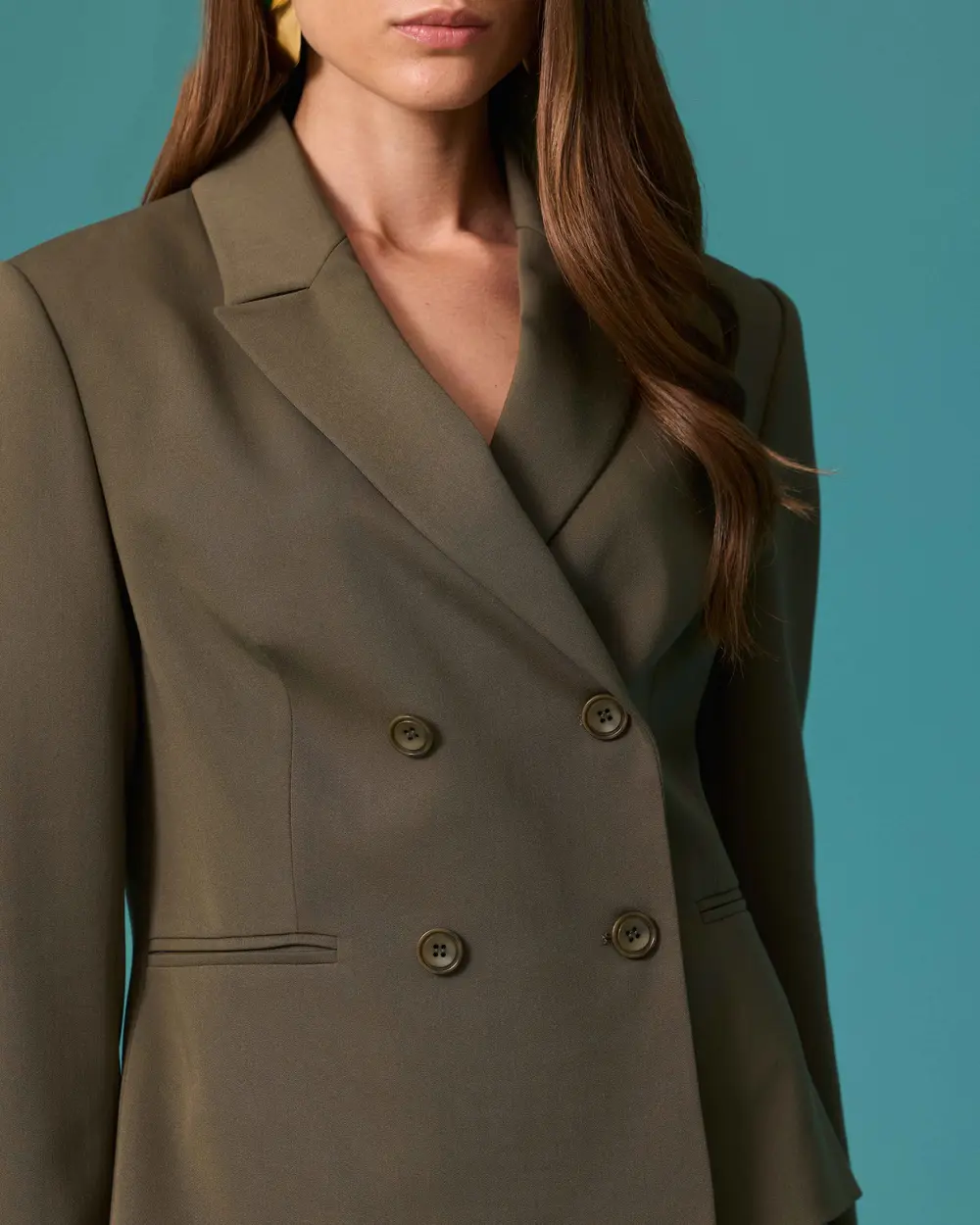 Double-Breasted Blazer with a Notched Collar