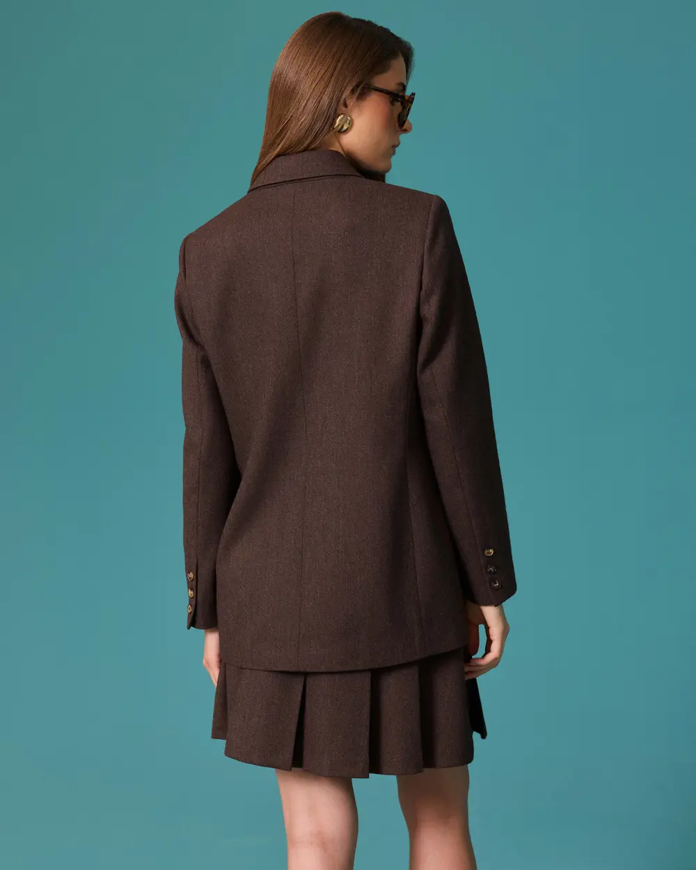 Padded Blazer Jacket with Detailed Buttons