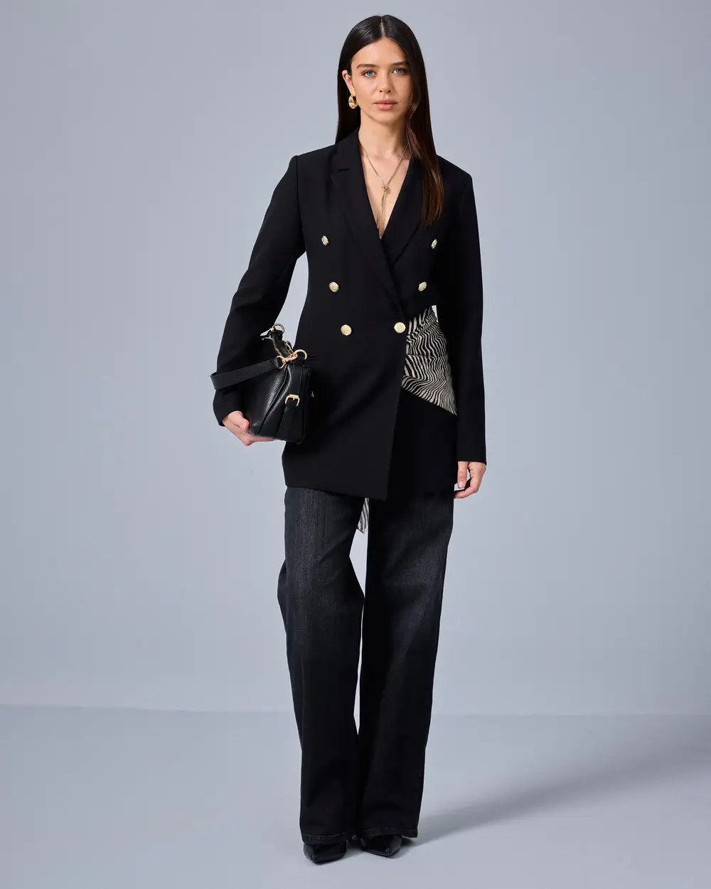 Double-Breasted Jacket with Button Details