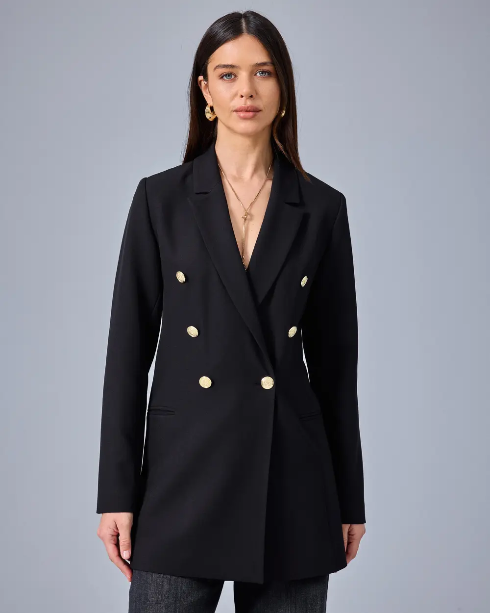 Double-Breasted Jacket with Button Details