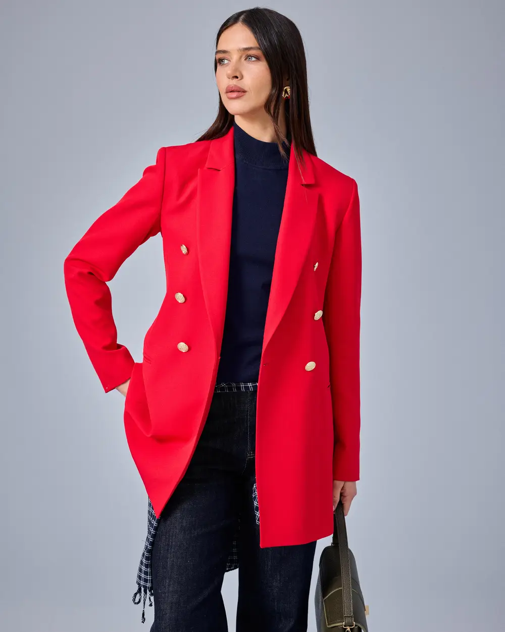 Double-Breasted Jacket with Button Details