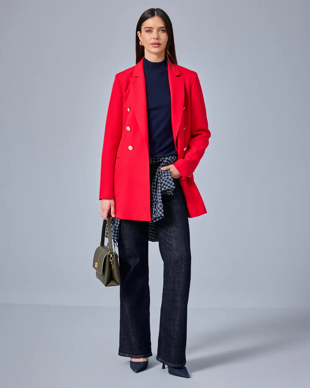 Double-Breasted Jacket with Button Details