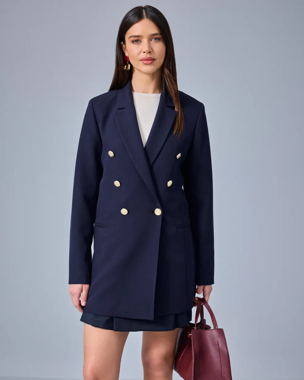 Double-Breasted Jacket with Button Details