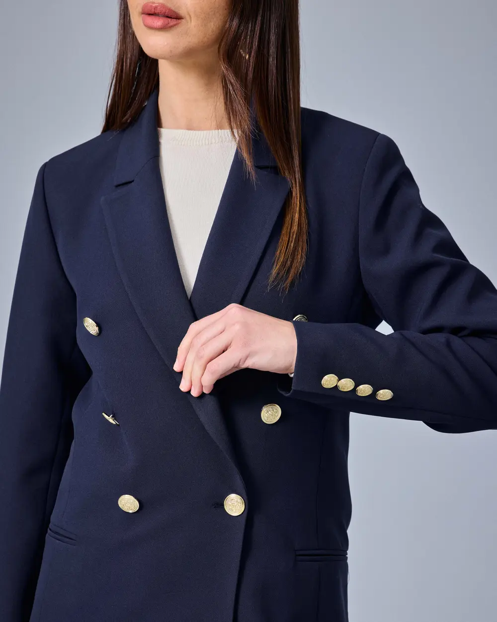 Double-Breasted Jacket with Button Details