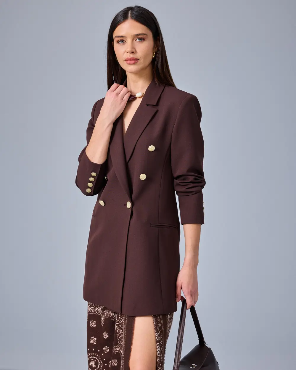 Double-Breasted Jacket with Button Details