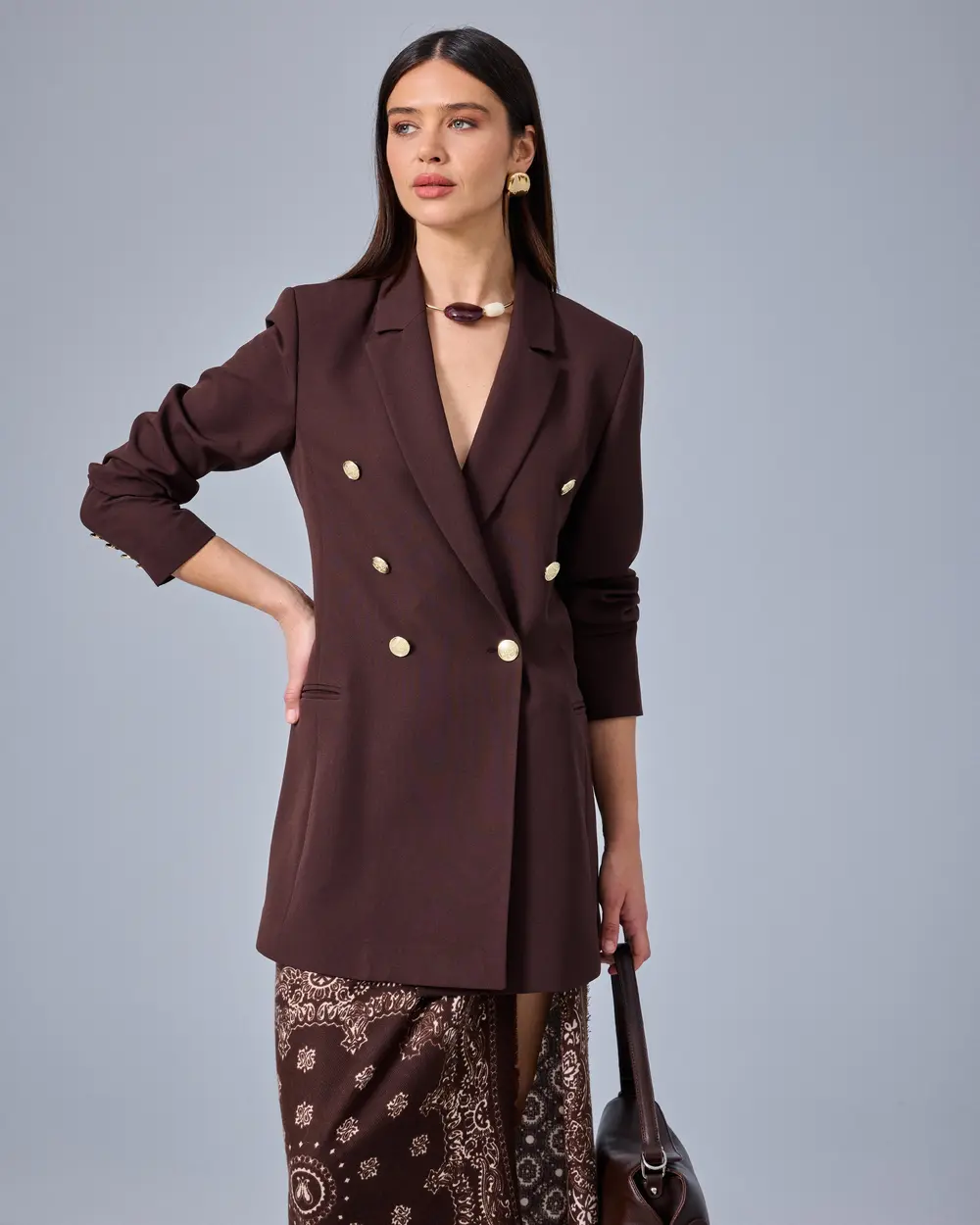 Double-Breasted Jacket with Button Details
