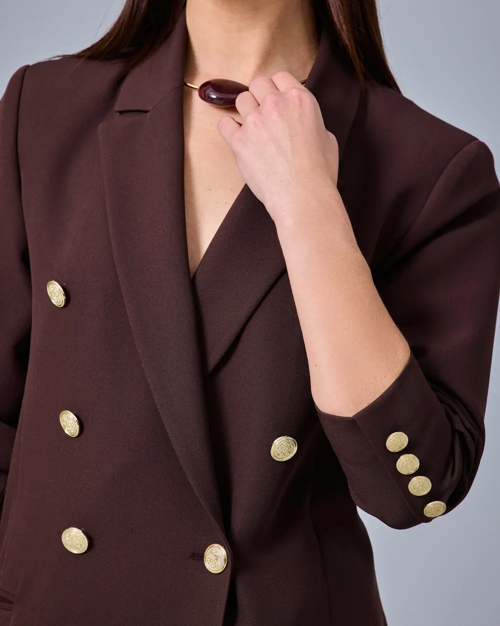 Double-Breasted Jacket with Button Details