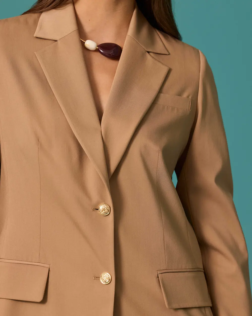 Metal Düğmeli Cep Detaylı Blazer Ceket