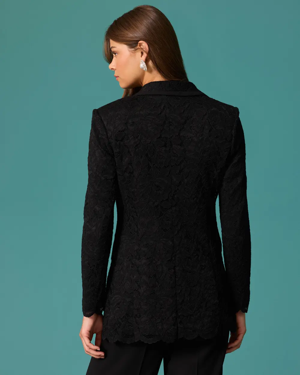 Dantel Detaylı Kruvaze Blazer Ceket