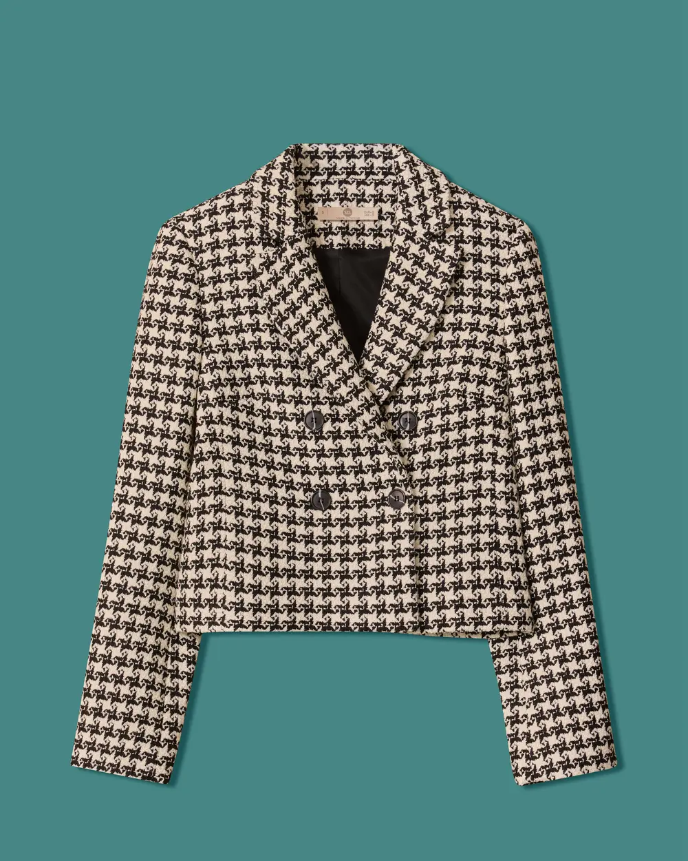 Kazayağı Desenli Kruvaze Blazer Ceket